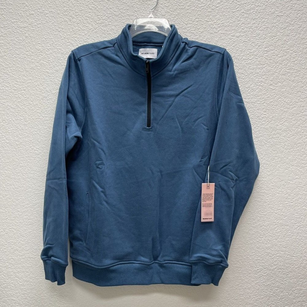 Melrose Place Mens Montana Quarter Zip Sweatshirt Captain Blue Size L
